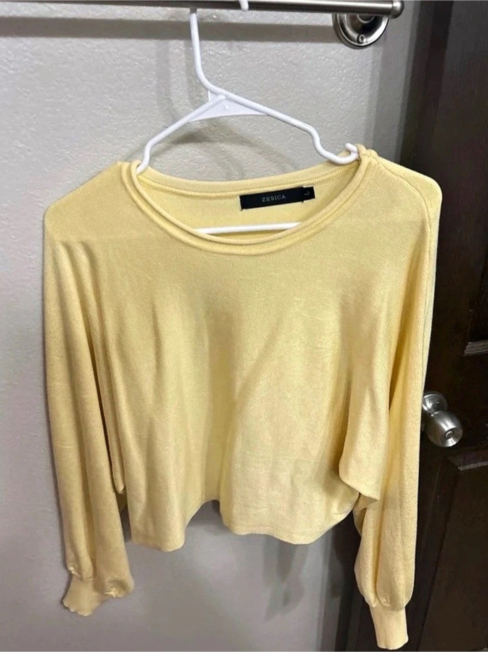 ZESICA Long Sleeve Top in Yellow Size Large